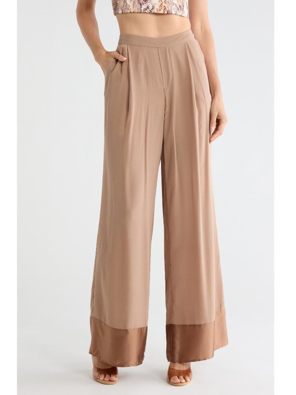 L'AGENCE Tavia Silk Pull-On Pants Chocolate Malt